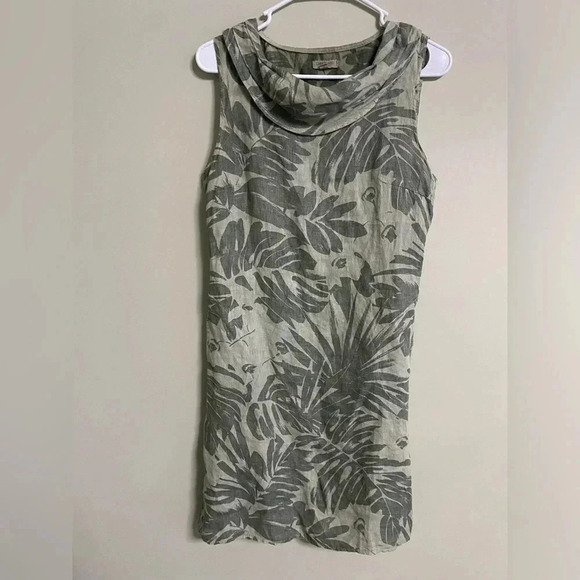 Lina Tomei Tropical‎ Linen Shift Dress Size Small Lagenlook Resort Beach Italy - Picture 1 of 8